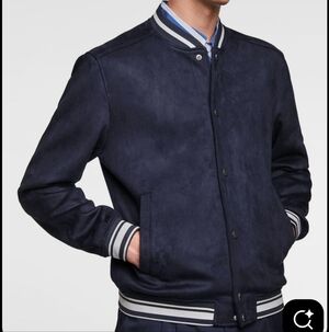 Zara Unisez Dark Blue Bomber Jacket